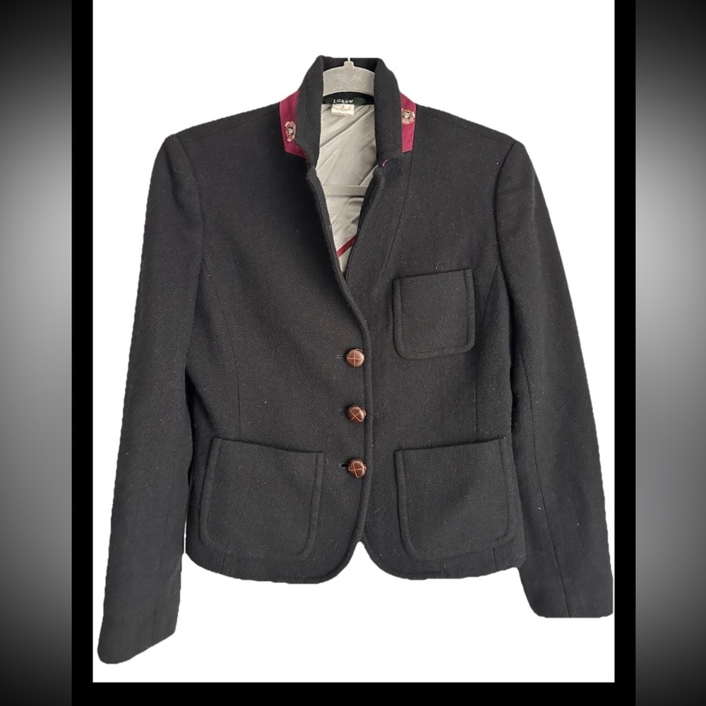J CREW Black Wool Rare VINTAGE Academia Robert Noble Fox Hunt Scotch Jacket Sz 6